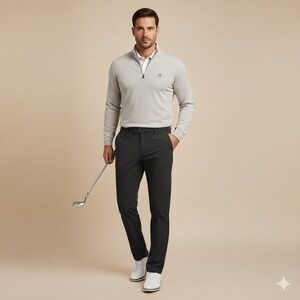 Abacus Mens‎ W30 L30 Gray Polyester Spandex Golf Chino Pants